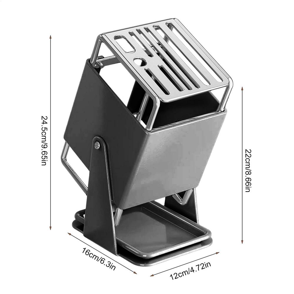 Kitchen Cutter Holder 9-Slot Storage Organizer With Drain Tray 30-Degree Rotating Cutter Organizer For Kitchen Counter серый 13300₽