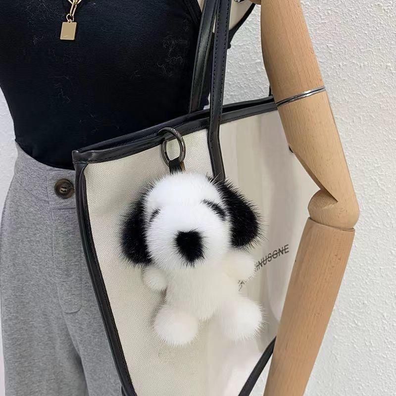 Plush Faux Mink Dog Keychain: Cute Jewelry Pendant & Festive Birthday Gift for Women
