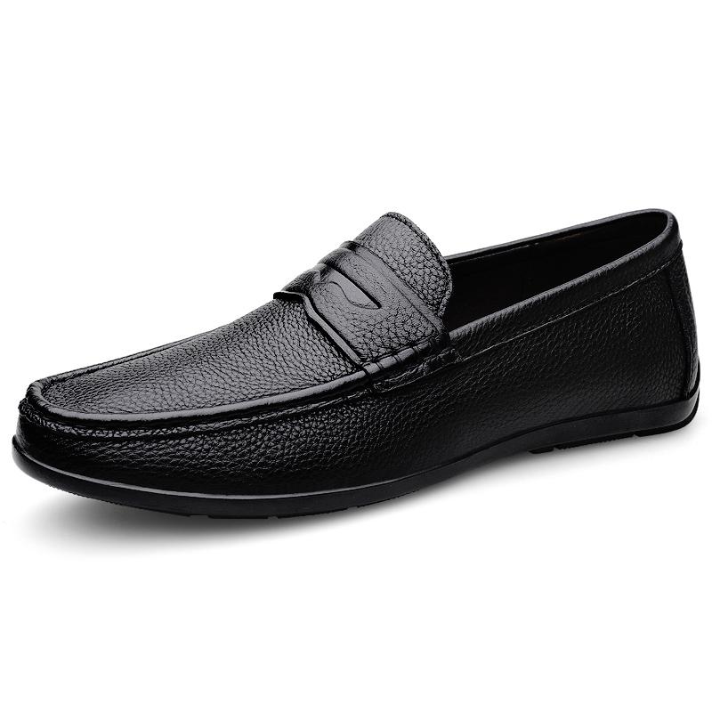 

Мужские мокасины из натуральной кожи, повседневные туфли без застежек, весенние и летние мокасины, модные, люксовые брендовые туфли для вождения, деловые, на плоской подошве 45 чёрный
