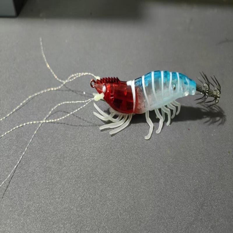 1PCS Glow Horizontal Egi Set 8cm Realistic Shrimp Fishing Lure Luminous Squid Catching Bait for Sea Anglers