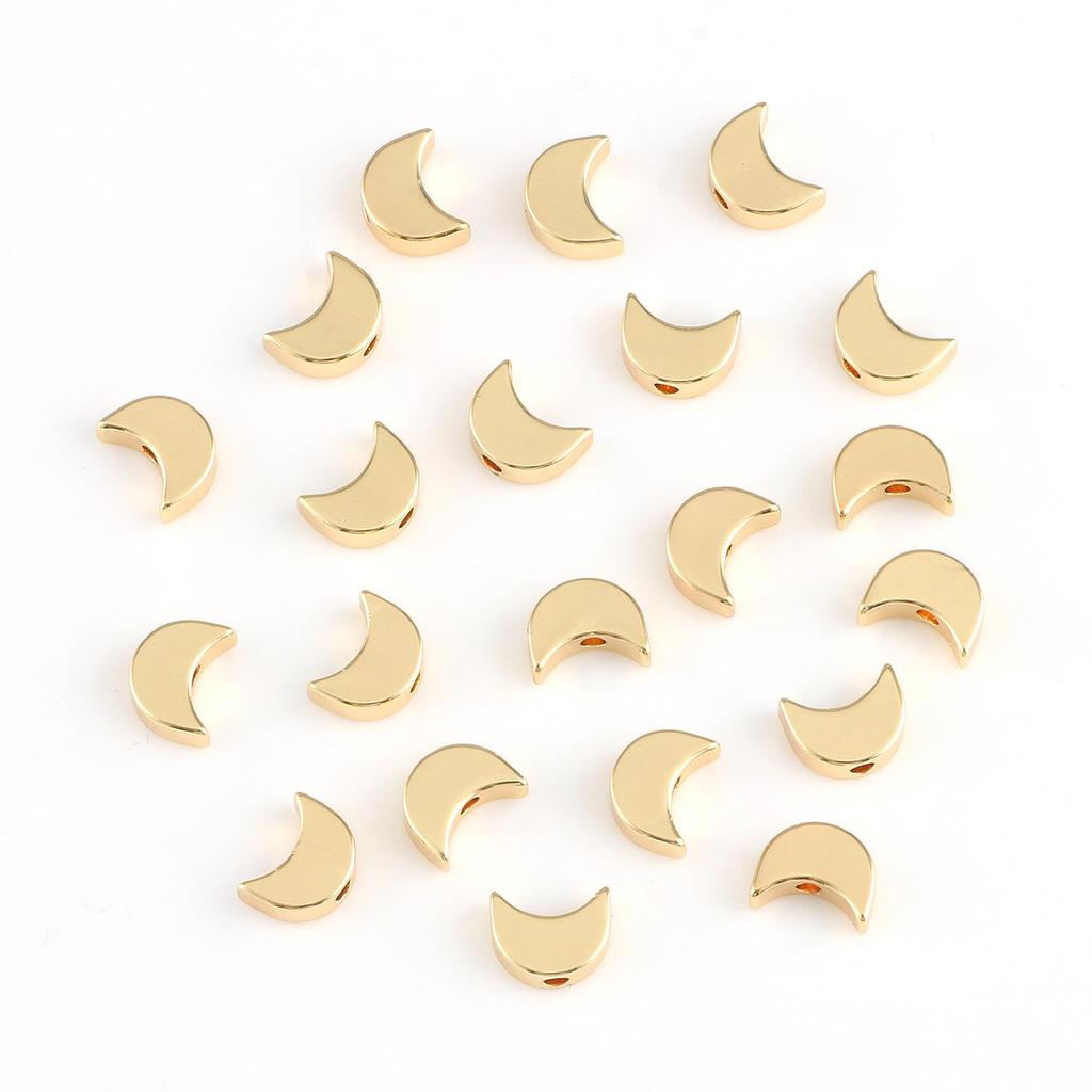 10pcs Copper Beads Charms Cross Heart Star Moon Beads Plated Crafts Color Retention Beads for Jewelry Making Diy Bracelet Necklace