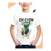 Jungen Cartoon Hühner-Jockey Muster T-Shirt Atmungsaktiv und Bequem Kurzärmlig Rundhals T-Shirt Lässiges Sommer T-Shirt