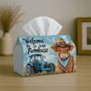 1pc Rustic Farmhouse Whimsical Tissue Holder - Cow Tractor Welcome, Sturdy Napkin Organizer for Vehicle, Kitchen, Dining, Home Decoration - Decorative