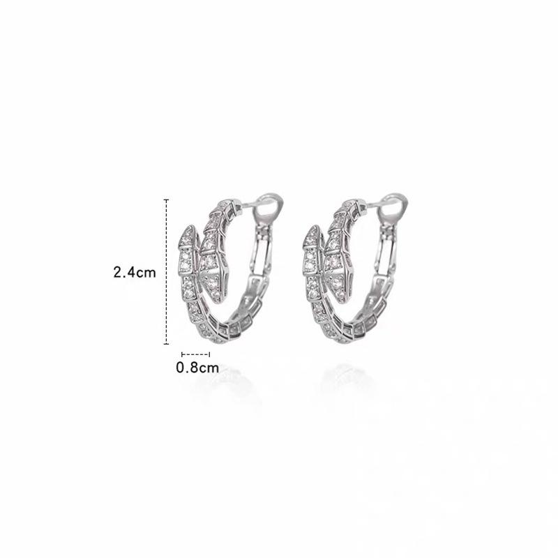 Korean Light Luxury Zircon Snake Earrings - Elegant High-End Studs for Women