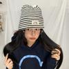 Luochi Korean Style Striped Knit Hat - Slimming & Versatile for Autumn/Winter