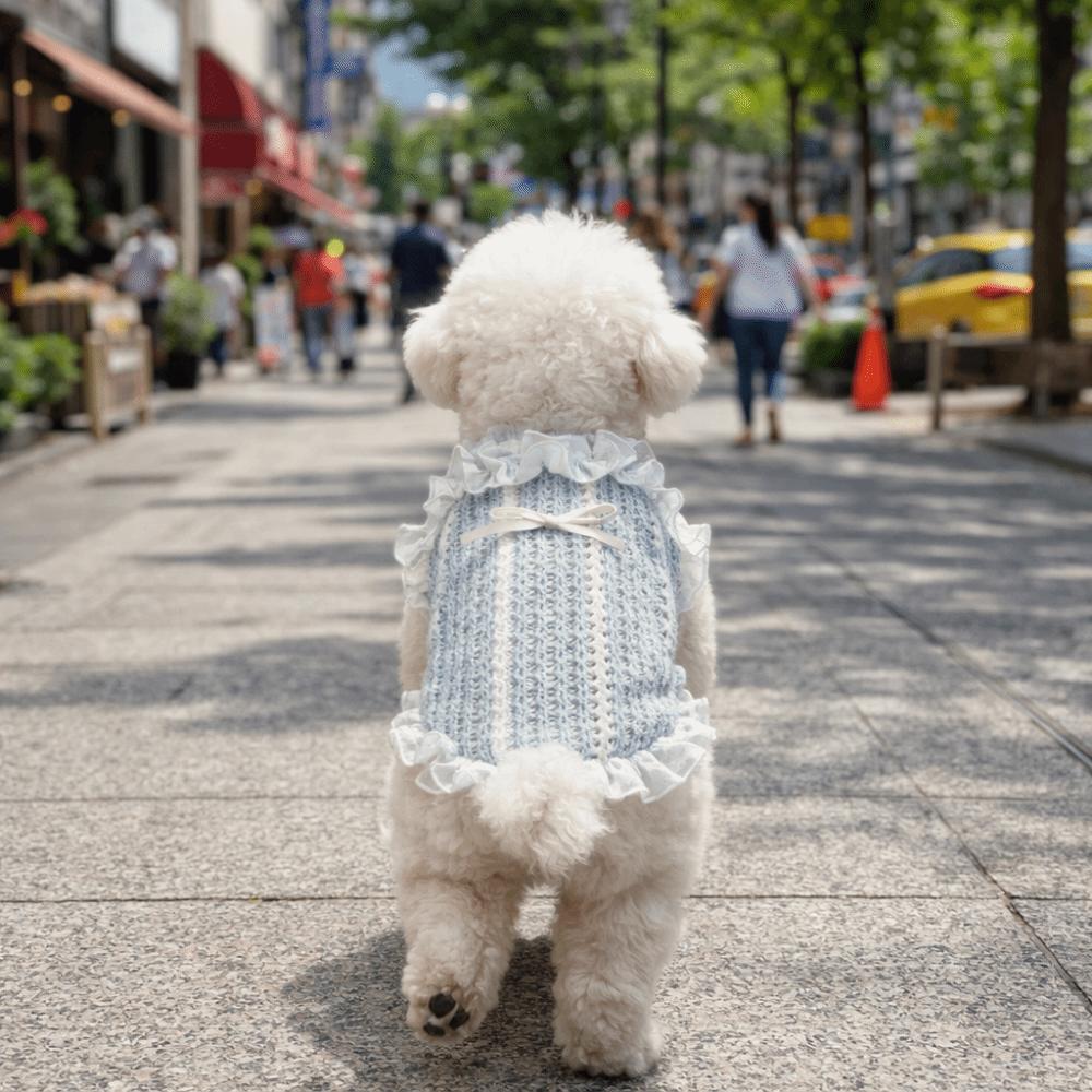 Thin Fabric Pet Mesh Vest Bow Design Pet Princess Dress Dog Two Leg Hoodie  Outdoor Walking