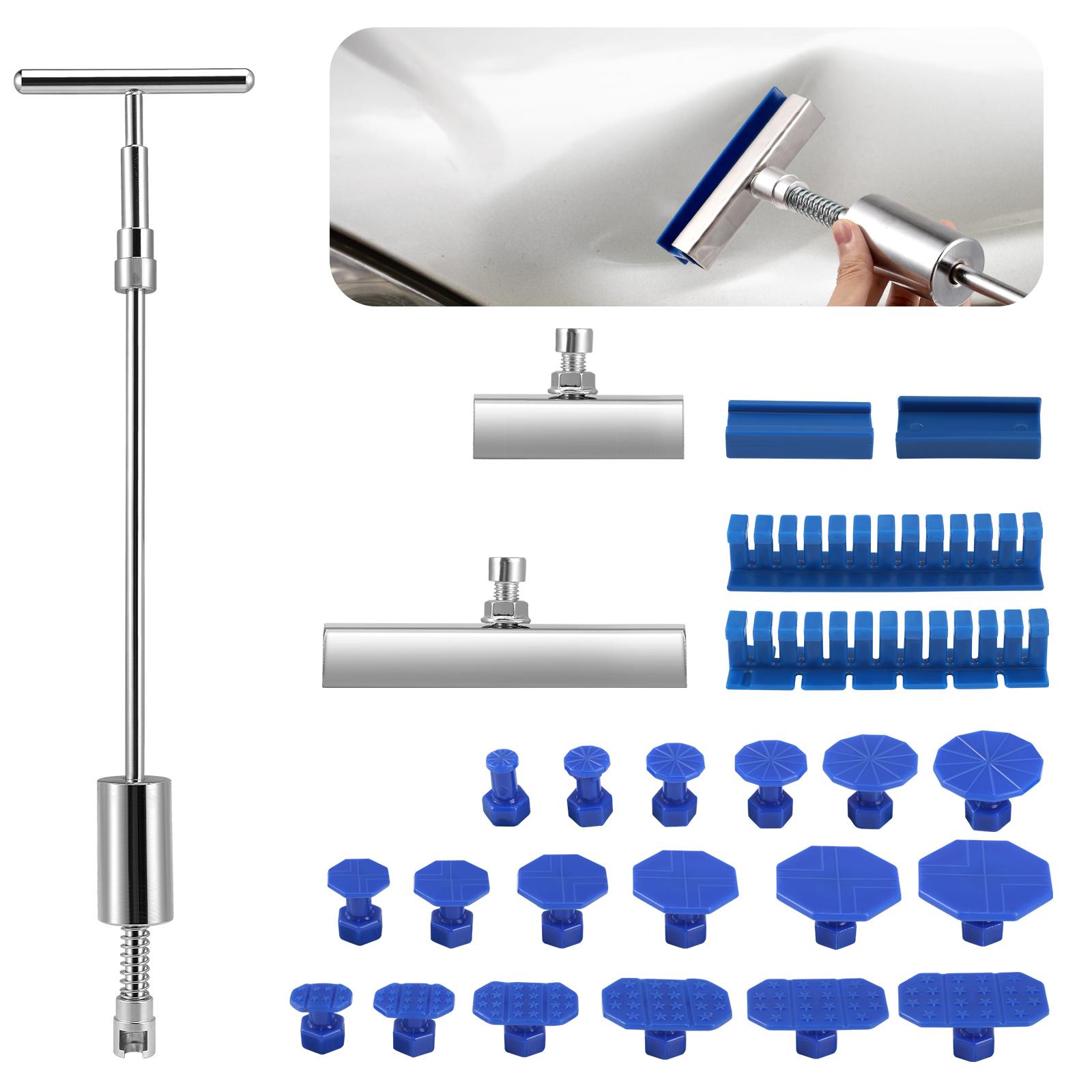 

Инструмент для удаления вмятин с Т-образной планкой, улучшенные язычки для удаления вмятин на автомобилях и металлических поверхностях, набор для ремонта вмятин синий