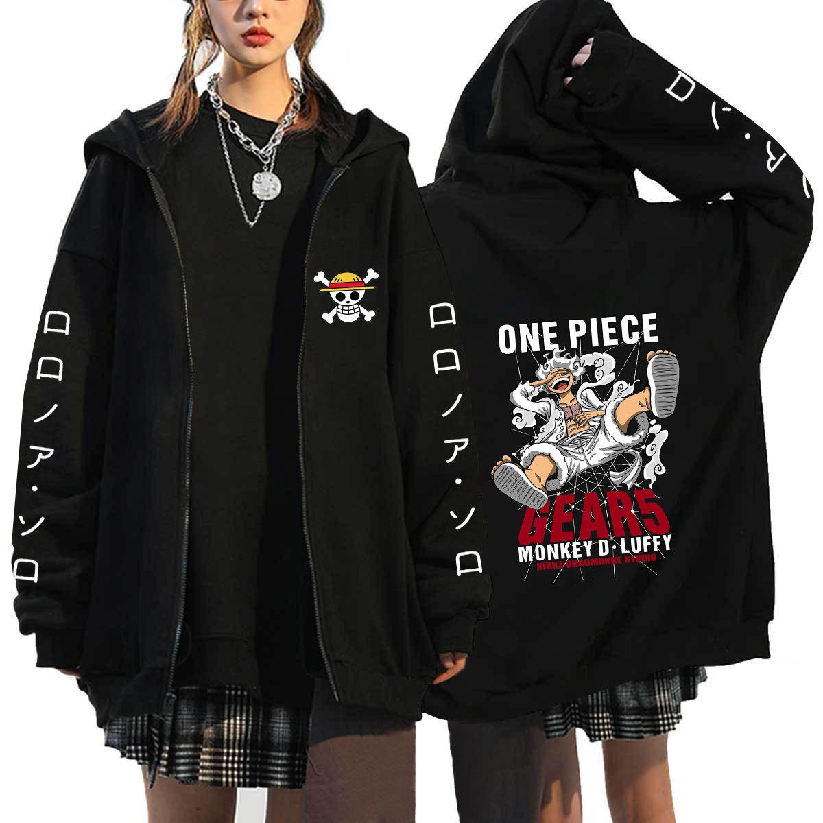 

Japanese Anime ONE PIECE Hoodies Men Kawaii Harajuku Manga Graphic Zipper Coats Monkey D. Luffy Printed Streetwear Sweatshirts Unisex Pullovers Tops XL чёрный