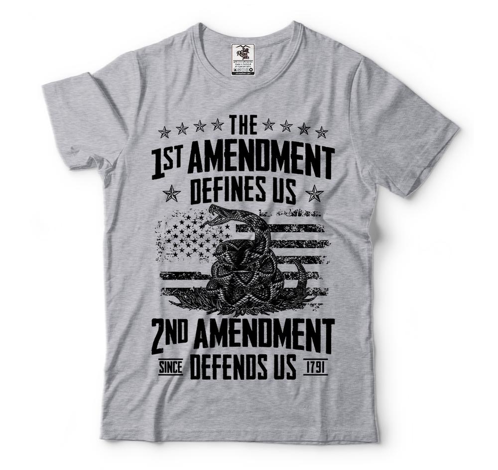 Patriotic T Shirts 2nd Amendment Shirts for Men Vintage USA Flag Pro Gun Tee