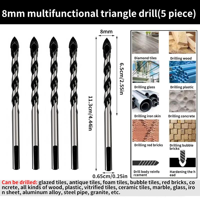 Multi-Functional Triangle Diamond Drill Bit Set – Carbide & Tungsten for Ceramic, Tile, Concrete, Brick, Wood, Glass & Metal