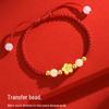 Gold Sand Peach Blossom Bead Bracelet – Handmade Red Rope for Couples, Perfect Qixi Gift