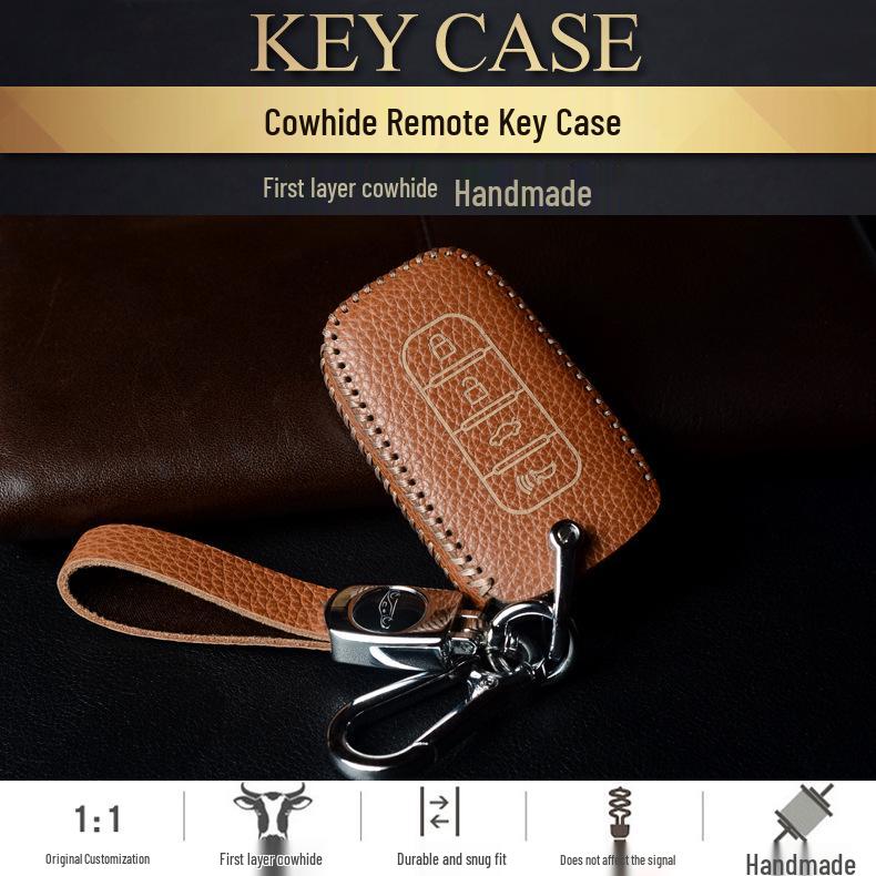 Hyundai Smart Key Cowhide Lanyard Case for Sonata, IX35, Tucson, Elantra, Yuedong, Santa Fe