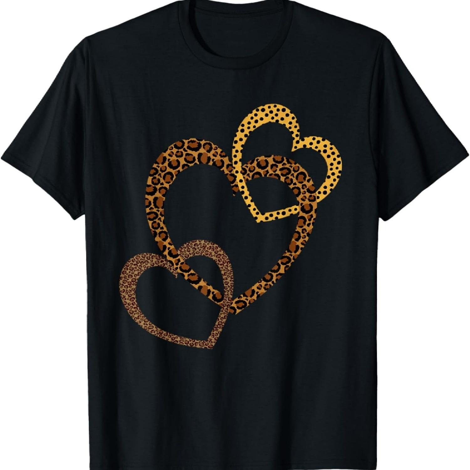 Сердца Любовь Леопард Гепард Рубашка Женская Животный Принт Жесткая Футболка XXXXXL разноцветный