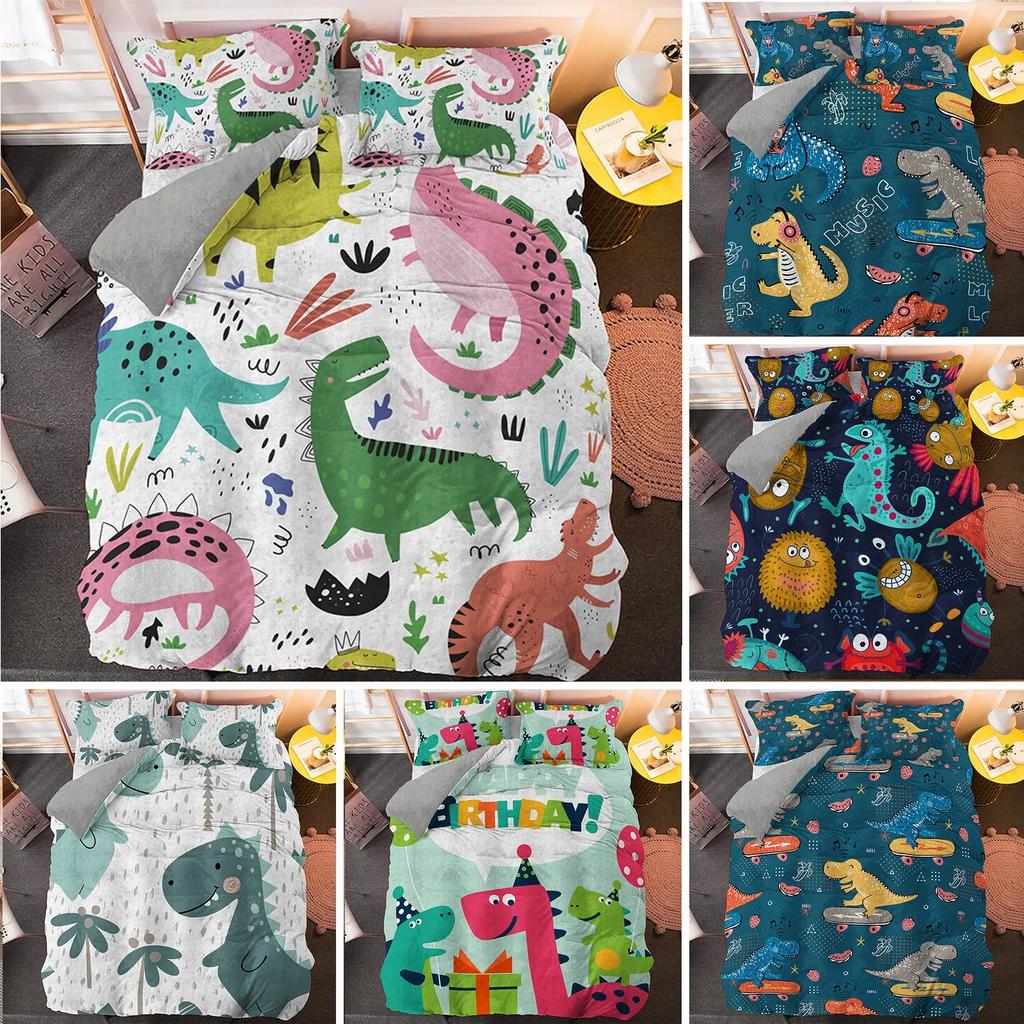 Cartoon Dinosaurier Boho Bequem Bettdecke Bettbezug Kissenbezug Bettwäscheset Kinder Schlafzimmer Dekoration Heimtextil