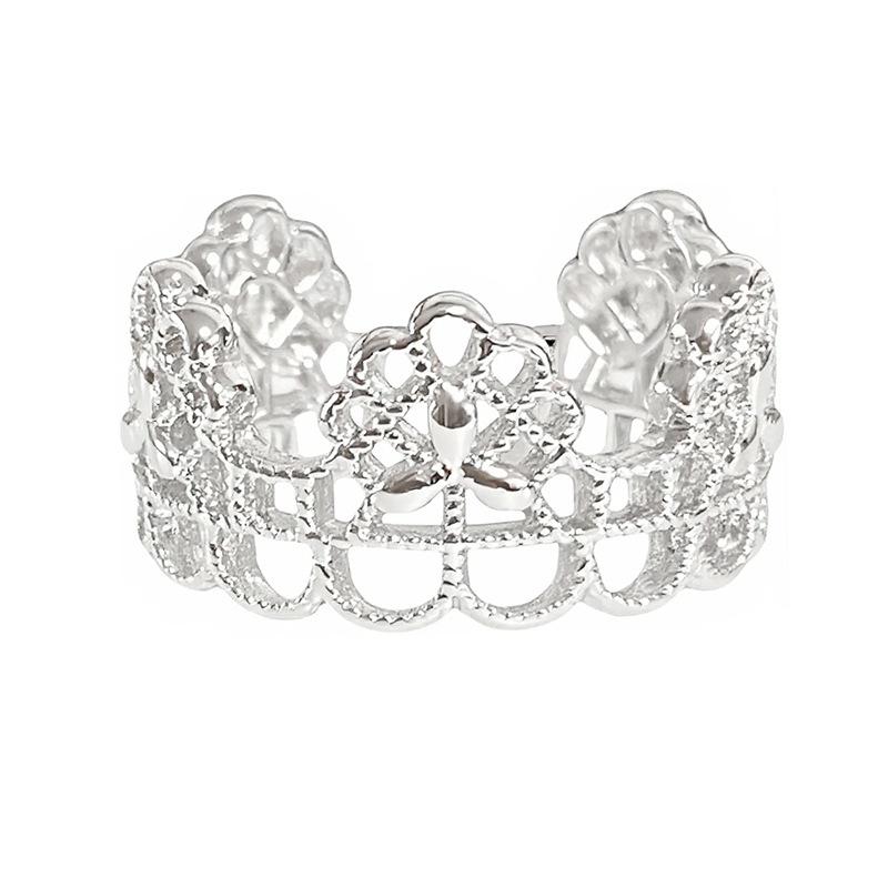 Fingertip Romance~ Crown Lace Open Ring Female Niche Delicate Exaggerated Index Finger Ring Court Wind Ring