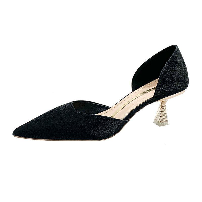 Modische Kitten Heels Schuhe für Damen High Heels Pumps Damenschuhe Flacher Ausschnitt Hohl Hochzeitsschuhe Partyschuhe für Damen