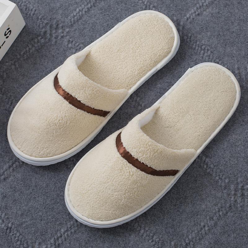 Disposable Slippers Hospitality Home Indoor Homestay Hotel Clubhouse Men's and Women's Coral Fleece Thickened Travel