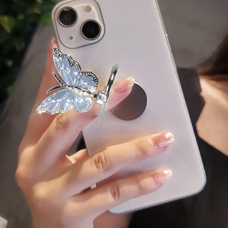 LSL Cute Butterfly Cell Phone Ring Holder 360°Rotation Metal Finger Stand Kickstand Universal Compatible with iPhone Samsung Galaxy LG Google Pixel