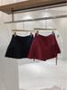 Women's High Waist Red Polka Dot Pleated A-Line Skirt - Anti-Exposure, Autumn/Winter, Short, Bow Detail, Petite Fit