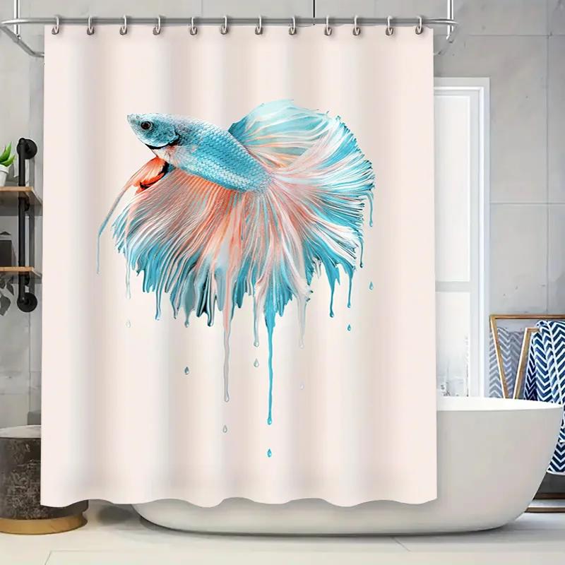 

Stylish Shower Curtain with Fading Fish Design in Soft Pastel Colors Perfect for Bathroom Decor W90xH180cm