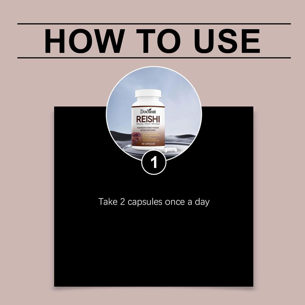 DOCTEAT Reishi Mushroom Capsules – Supports Immunity & Daily Nutrition