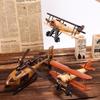 Retro Wooden Airplane Model Ornament - Handcrafted Desktop Decoration