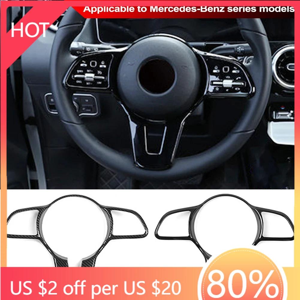 2025 Hot Racing Grills Car Steering Wheel Panel Frame Trim Carbon Fiber Steering Wheel Cover Black for Mercedes Benz A B C E GLC