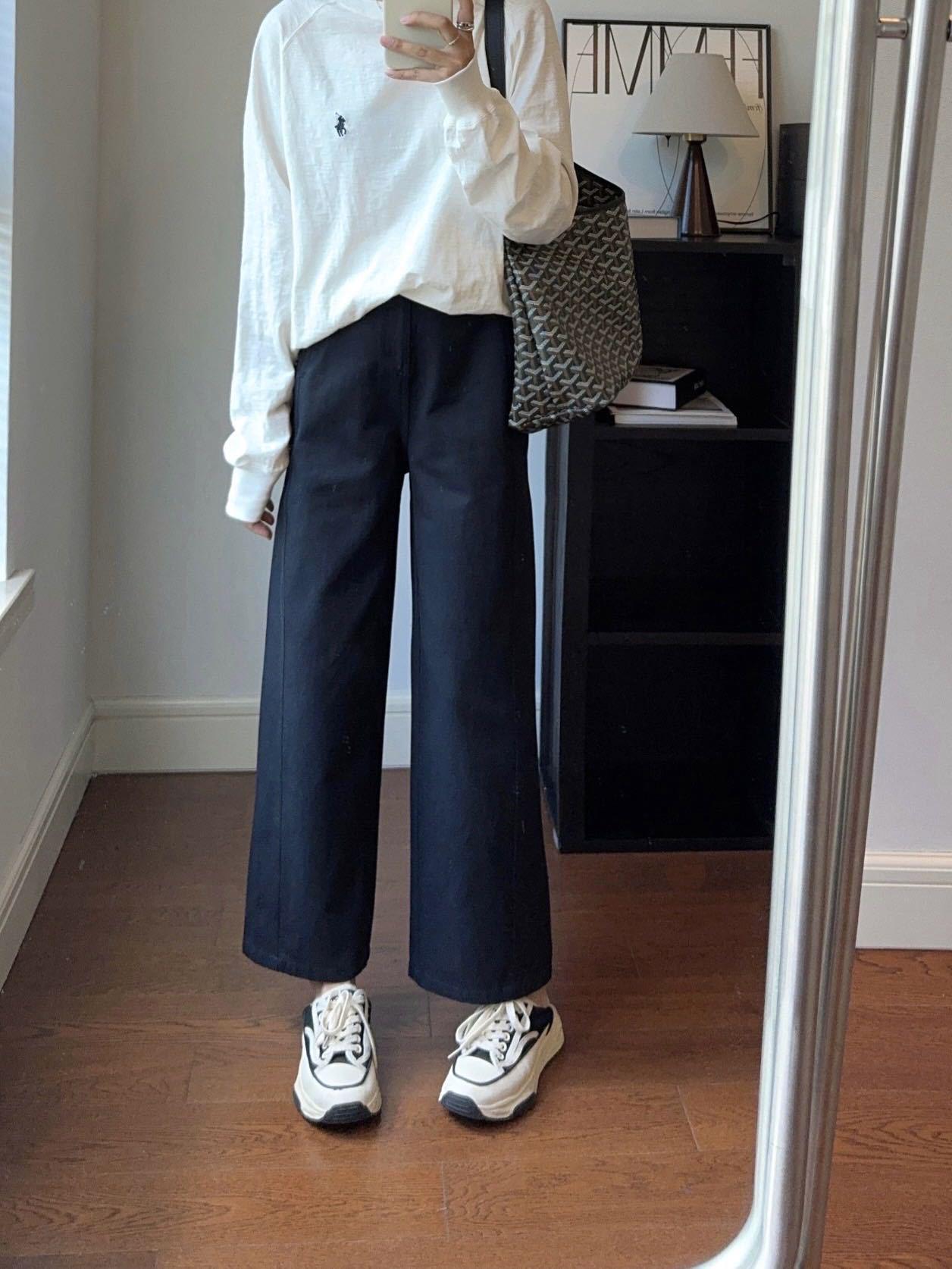 

Women s Slimming Cropped Casual Pants with Spring Style Tencel Cotton Patchwork Design Large темно-синього кольору