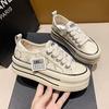 Women's Canvas Shoes  Summer New Mesh Breathable Increased Women's Shoes Ins Trendy Women's Casual Sports White Shoes