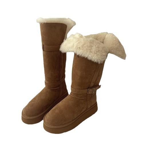 Soft leather version~ Two wear snow boots for women 2025 new winter thick-soled velvet thickened boots warm snow cotton