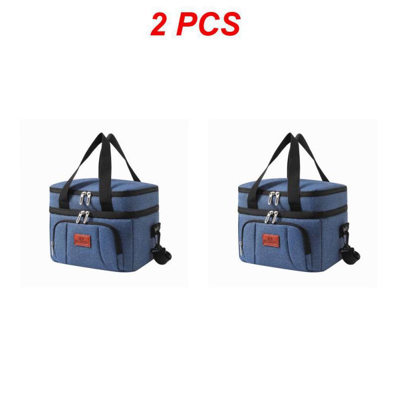 2PCS Picnic Bag Easy To Carry Portable Picnic Bag Navy Oxford Cloth Lunch Bag Storage Supplies Large Capacity Insulation Bag