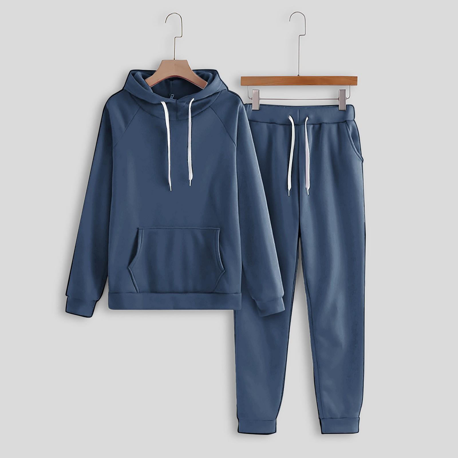 

Women Blackles Color Sets Zipper Wear Sweater Long Sleeve Sweater Suit Tops+Pants XL синий