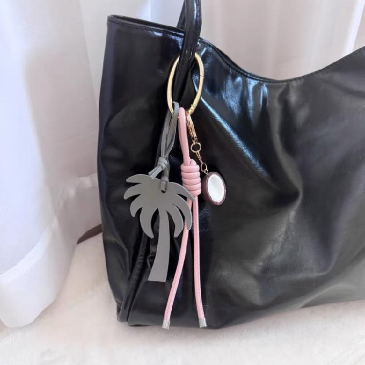 Colorful Coconut Tree Keyring Travel Accessory Alloy And Leather Rope Keychain With Summer Island Accent
