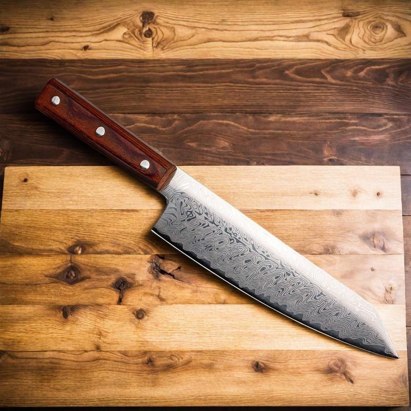 Damastmuster Kochmesser Küchenmesser Muster Scharf Japanisches Santoku Messer Hackmesser Tranchiermesser Massivholzgriff Cuchillos