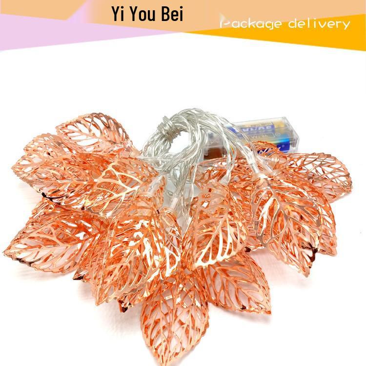 LED Colorful Wrought Iron Leaves Outdoor Waterproof String Lights - Flashing Hanging Decor.