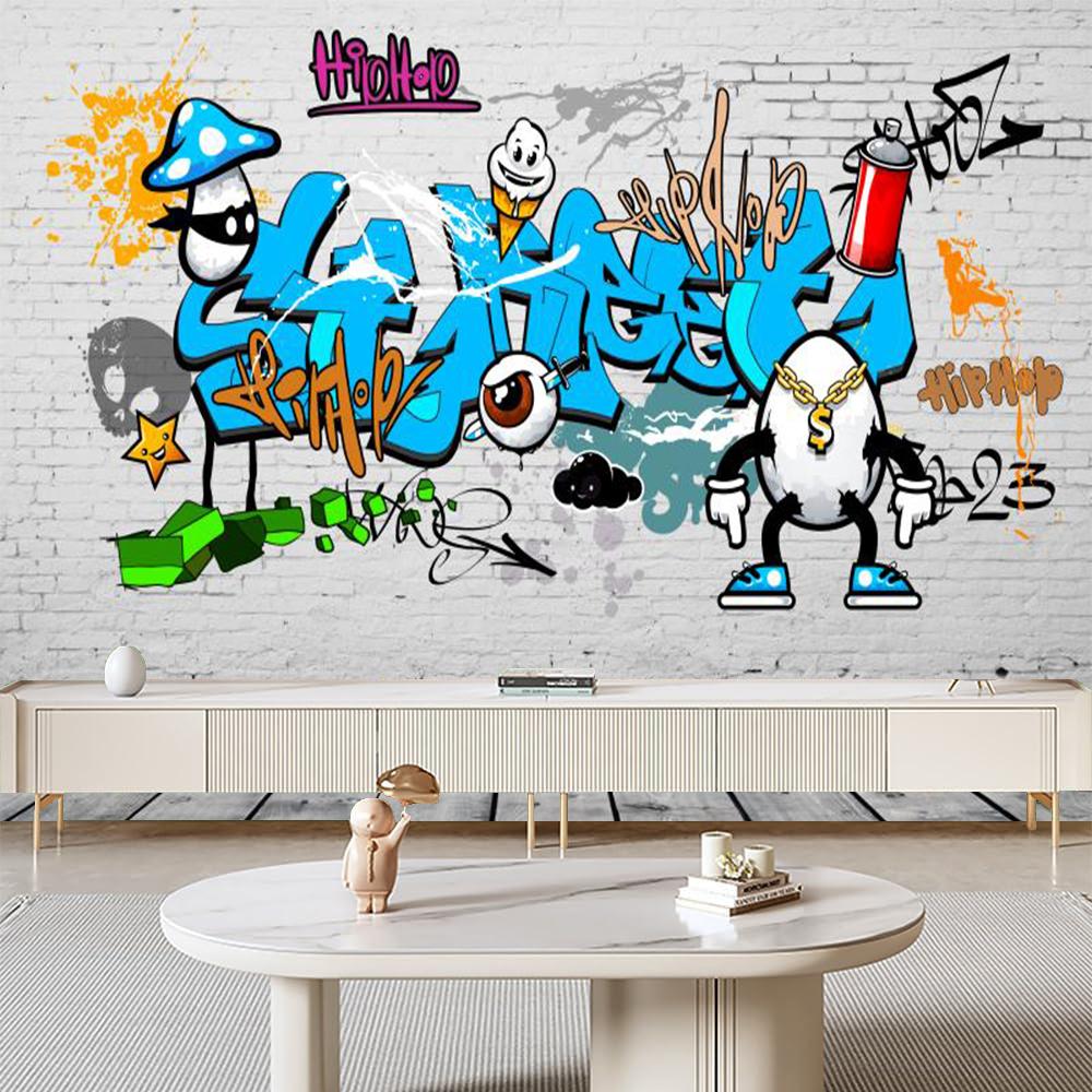 3d Graffiti Wallpaper Street Graffiti White Brick Wall Murals Living Room Bedroom Bar Restaurant Graffiti Wall Mural