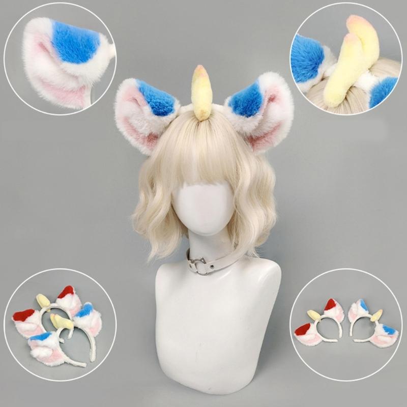 High Elasticity Plush Headbands Featuring Cute Mythical Ears Face Washing Soft Material Sensitive Skin Friendly