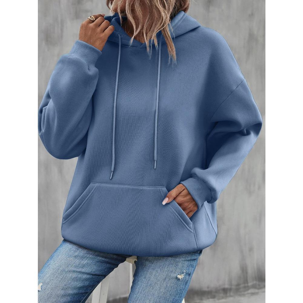 Solid Color Casual Hoodie For Female Pocket Creative Hoody All-Match Street Clothes Womens Fleece Unisex Pullovers