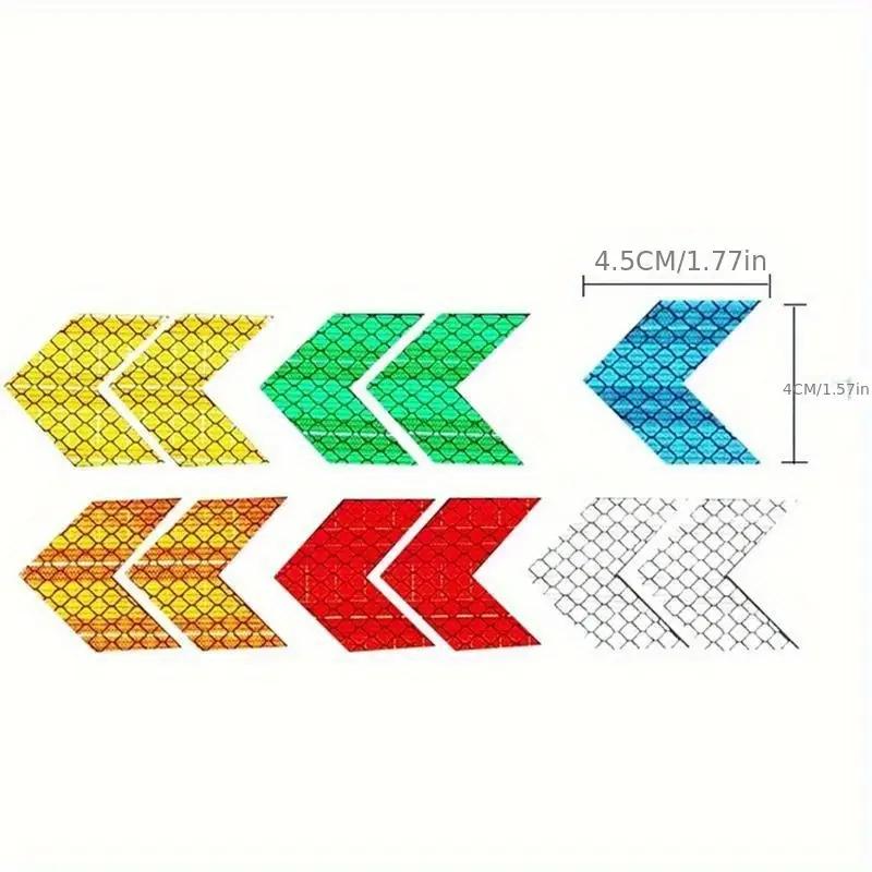 12 Pack PVC Reflective Arrow Car Stickers Properly Placed Safety Hazard Warning Tape for Car Bumper Trunk and Motorcycle
