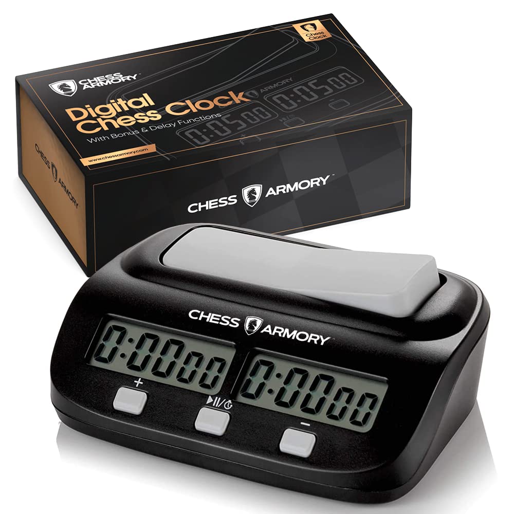 

Chess Armory Digital Chess Clock - Portable Timer with Tournament and Bonus Time Features