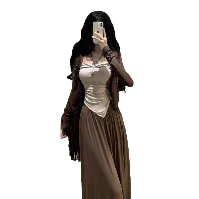 2024 Women's Summer Set: Sun Protection Cardigan, Camisole & Wide-Leg Pants