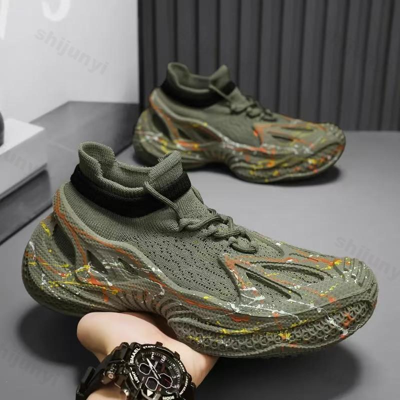 Fashion Men Casual Sports Shoes Non-Slip Lightweight Breathable Mesh Autumn Men Running Shoes Graffiti Fashion Outdoor Casual Shoes