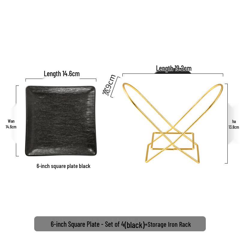 Nordic Ceramic Square Bone Dish Set with Storage Rack