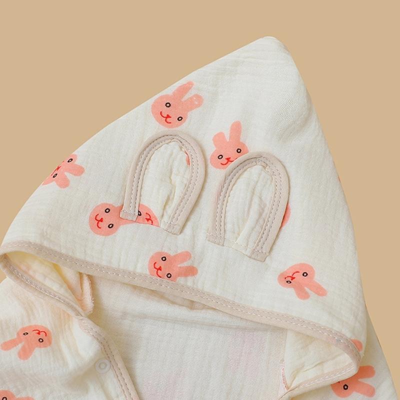 Infant Hooded Towel Gauze-Cotton Breathable Bathrobe Print Summer Sun-proof Cloak Bath Towel Gender Neutral Soft Towel