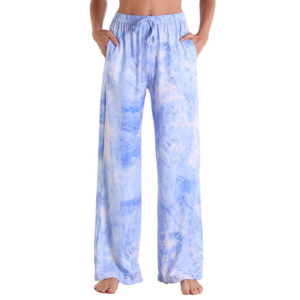 Women's Fashion Casual Print Elastic Waist Home Workout Sweatpants Straight Leg Pants