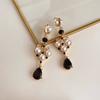 Retro fashion oil-dripping earrings niche temperament medieval style earrings personality high-end pearl earrings