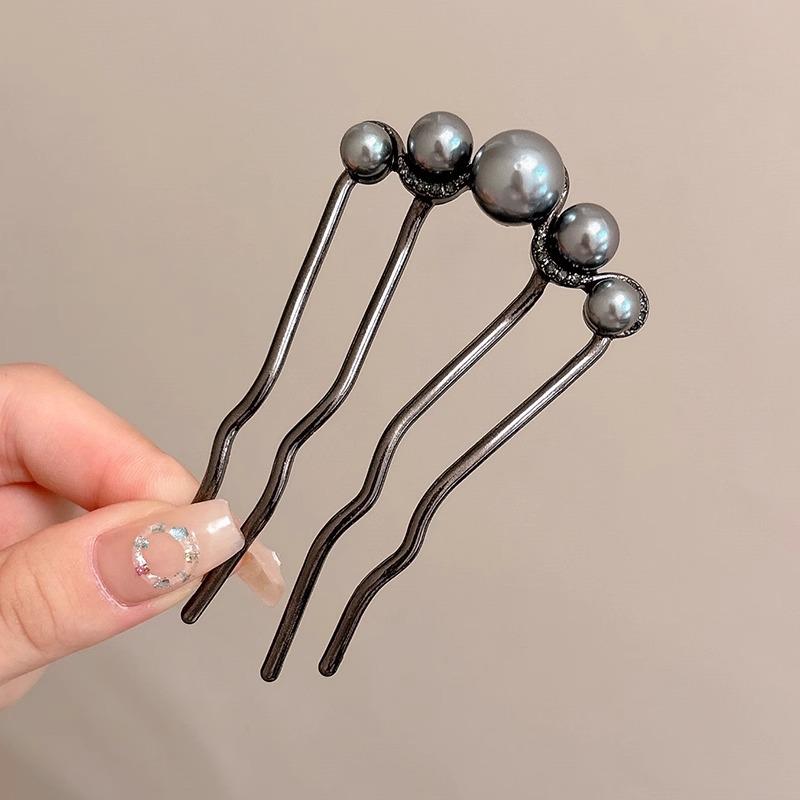 U-Shaped Fixed Hairpin with High-End Alloy Comb for Women's Updos - Ancient Style Four-Tooth Insert