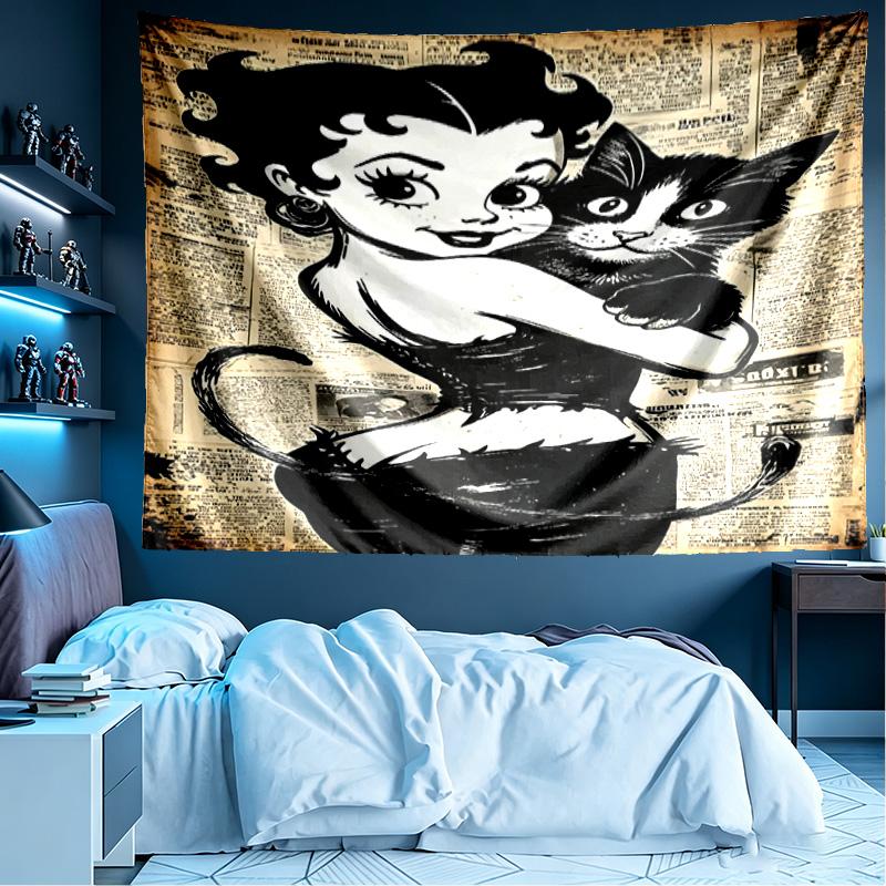 Betty Boop Print Tapestry, Lightweight Wall Hanging, for Bedroom, Dorm, Living Room, Home Art Decor - Birthday Christmas Gift for Friends