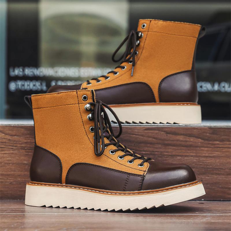 Fashion Brand Men Genuine Leather Ankle Boots Outdoor Thick Bottom Antiskid Casual Shoes Fashion Designer Work Classic Handmade Boots