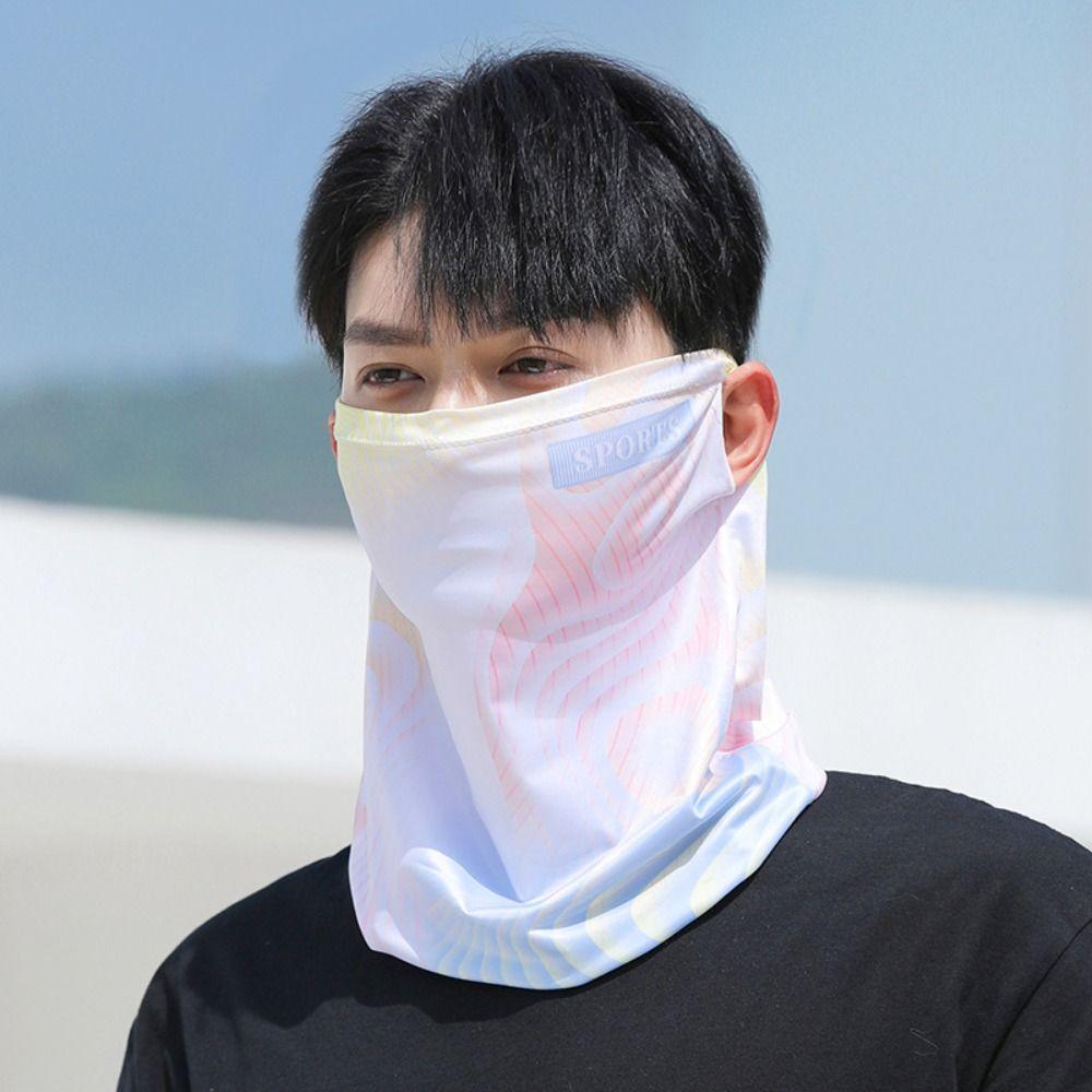 Ice Silk Sunscreen Mask Scarf Hanging Ear Face Cover Fashion Arm Cover Mask Set Sports